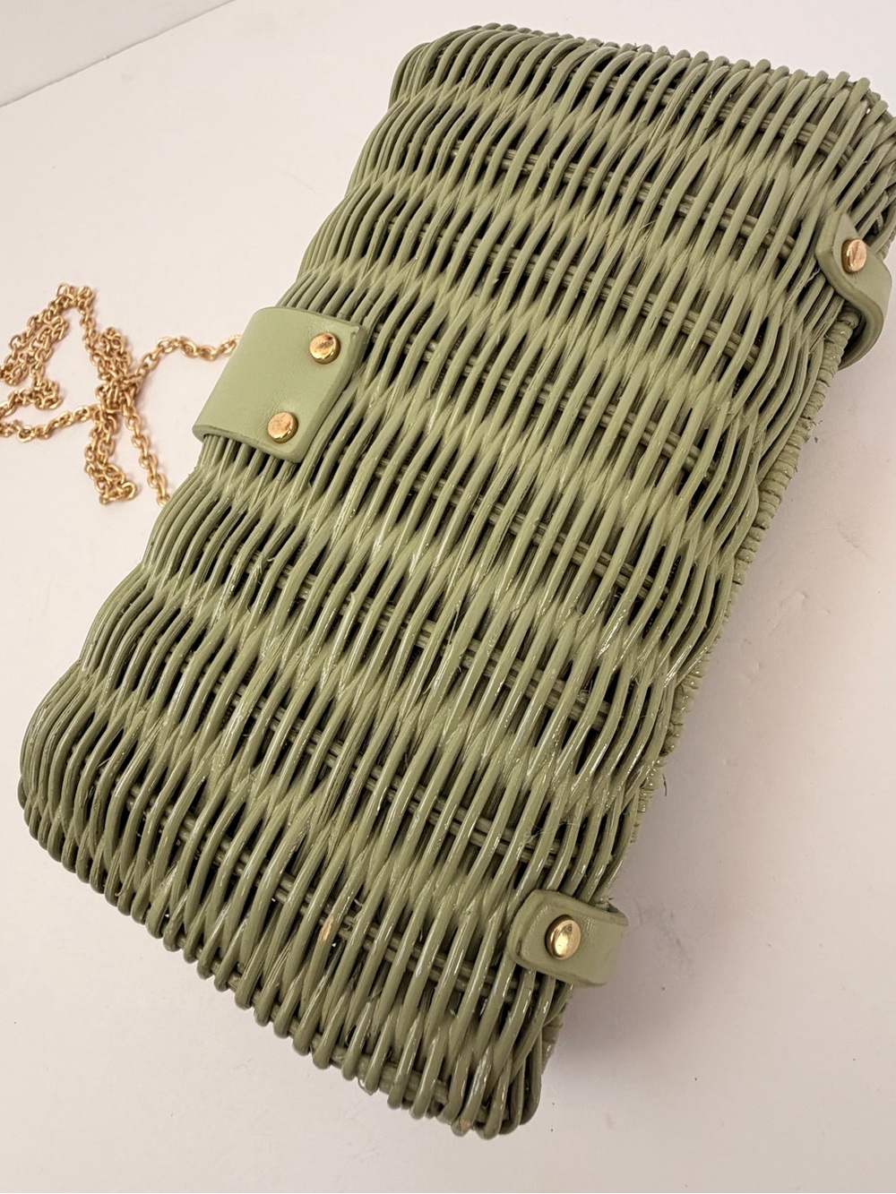 Zara Olive Green Woven Crossbody with Gold Buckle - Picture 6 of 10